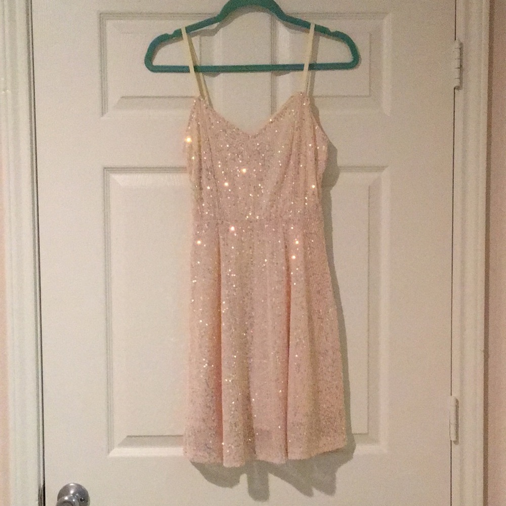 SHEIN light pink/gold sequin a-line dress